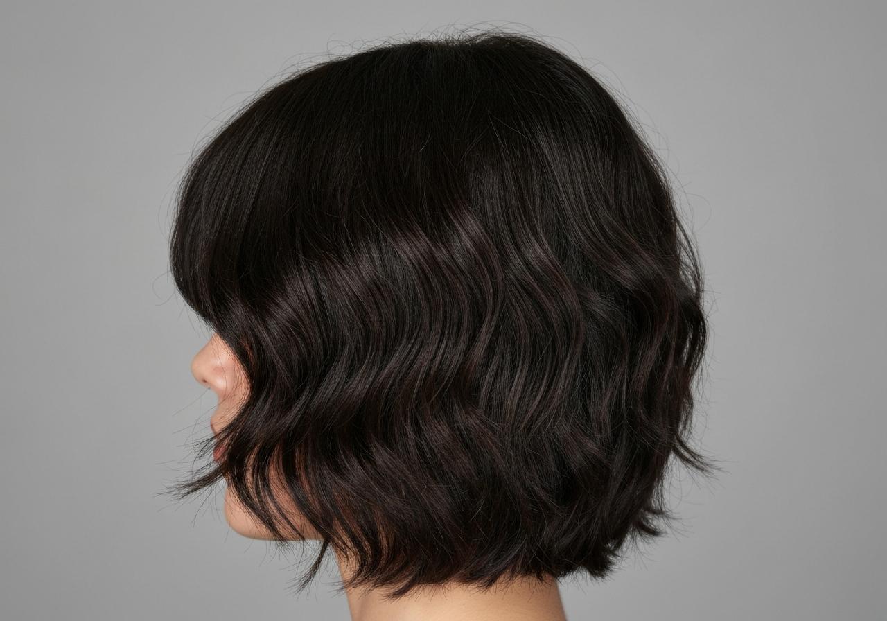 Coupe shaggy lob texturée avec dégradés sur cheveux fins