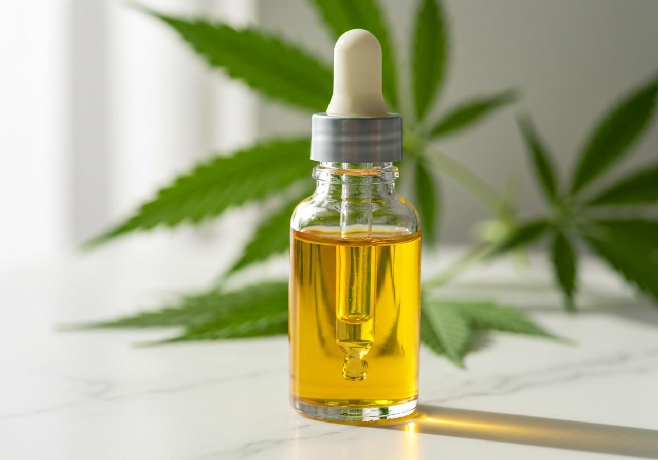 Sérum CBD appliqué sur peau sensible rougie