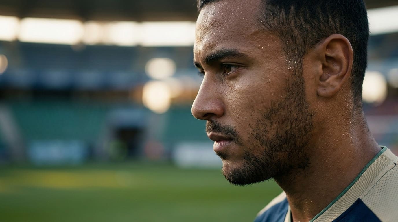 Joueur de foot qui regarde le terrain