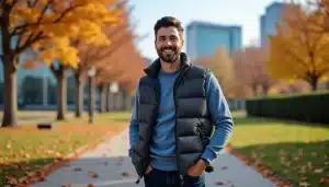 Homme avec doudoune ouverte