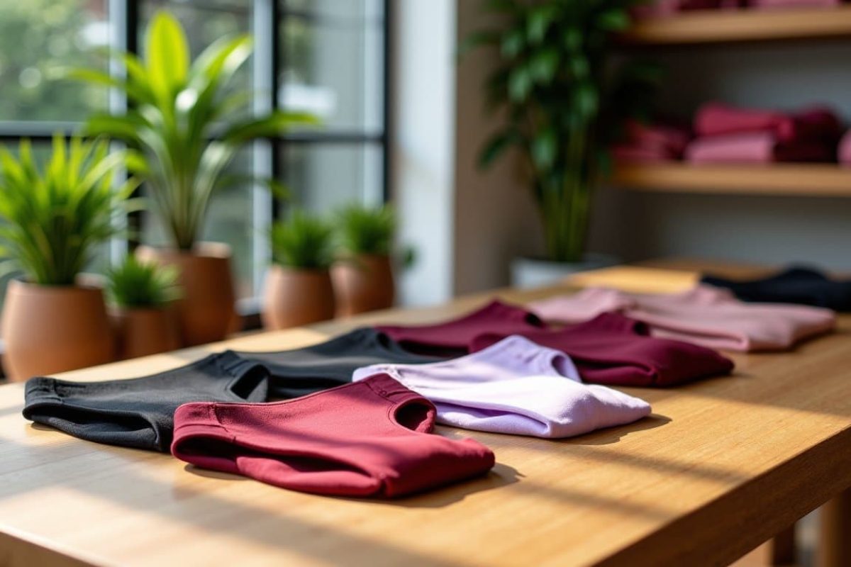 Vêtements colorés pliés sur une table